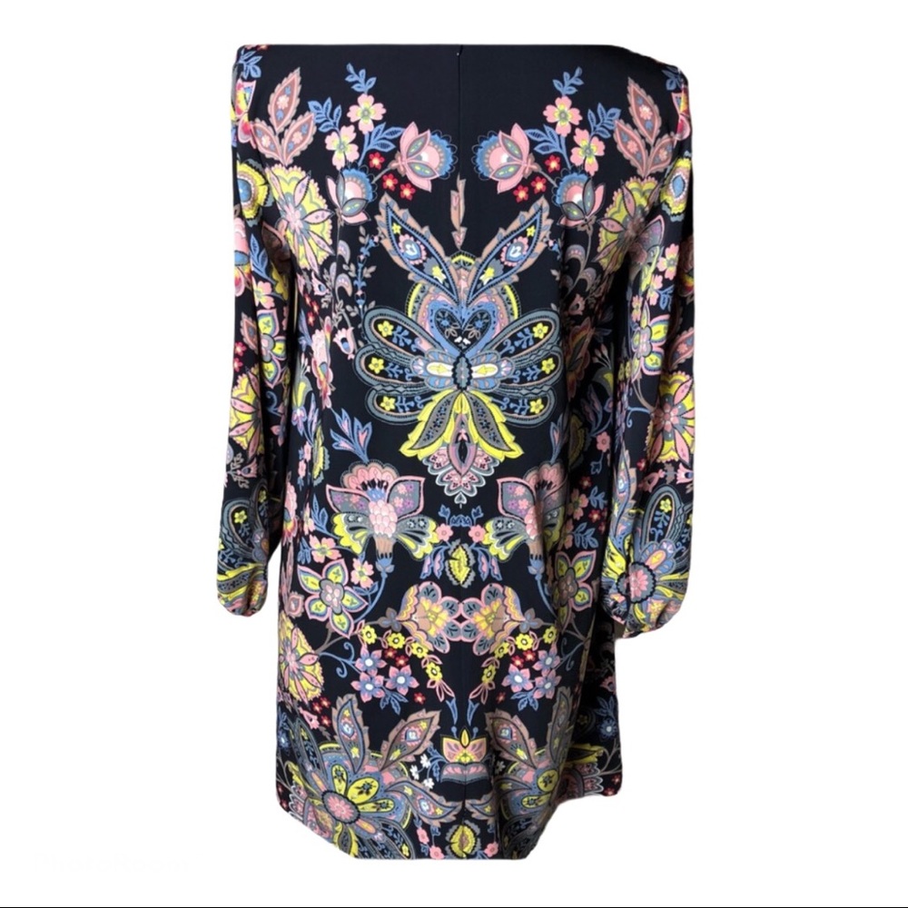 floral dress navy blue pink yellow size SMALL The Loft